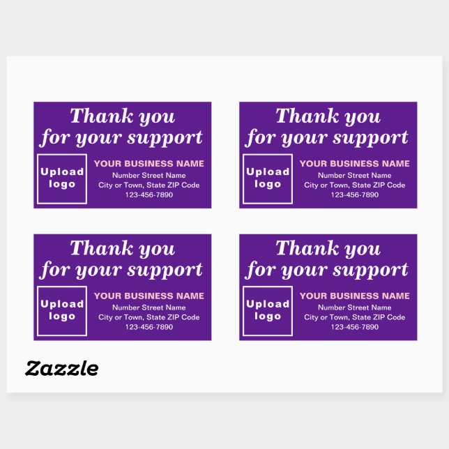 Thank You For Your Support on Purple Rectangular Sticker (Sheet)