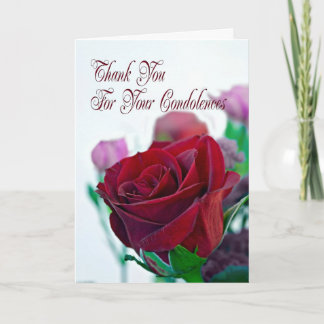Thank you for your sympathy card, with a red rose card