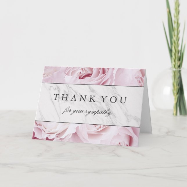 Thank You for Your Sympathy | Roses & Marble Card (Front)