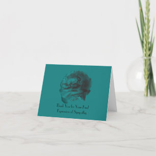 Thank You For Your Sympathy, Teal Rose Floral Card
