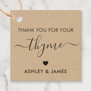 Thank You for Your Thyme Gift Tag, Herb Favour Tags