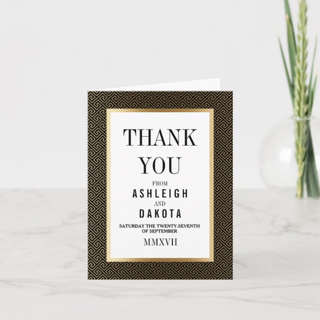Thank You | Formal Golden Geometric on Black Card (Front)
