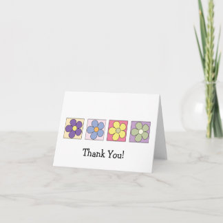 Thank You four flowers cartoon customisable card