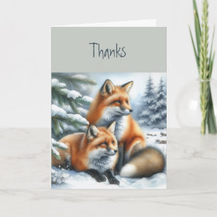 Thank you Foxes Animal Wildlife Nature Art Card