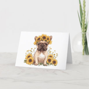 Thank You French Bulldog Sunflowers Card