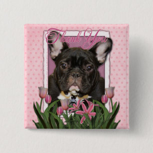 Thank You - French Bulldog - Teal 15 Cm Square Badge