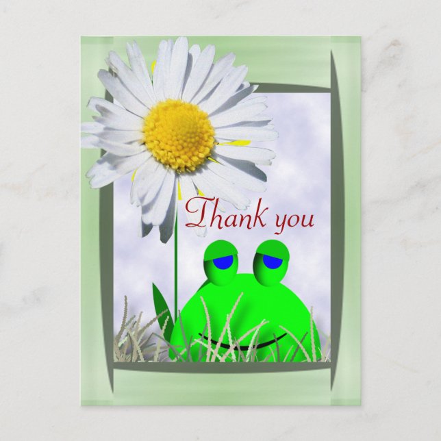 Thank you frog and daisy postcard (Front)