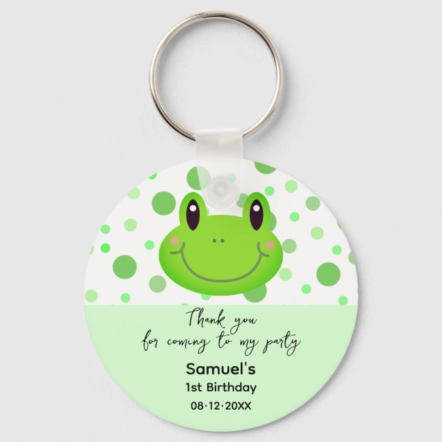 Thank you Frog Confetti Kids Birthday Party Favour Key Ring (Front)