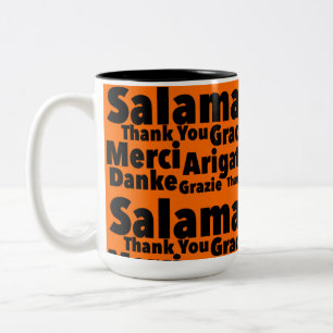 Thank You From 6 Countries Print Novelty: Salamat Two-Tone Coffee Mug
