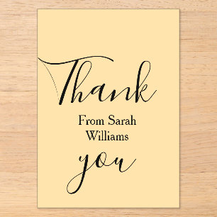 Thank you from add name yellow Pastel boho wedding Acrylic Invitations