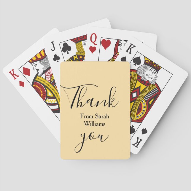 Thank you from add name yellow Pastel boho wedding Playing Cards (Back)