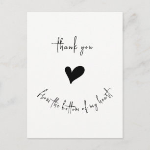 Thank You From Bottom of my Heart Cute Minimalist Postcard