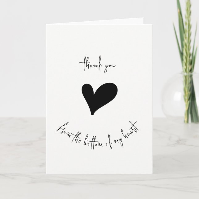 Thank You From Bottom of my Heart Minimalist Card (Front)