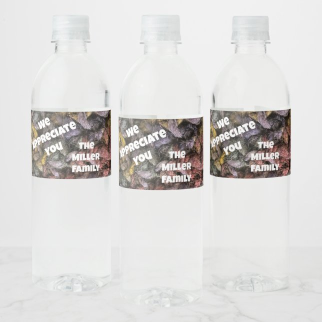 Thank You From Family Yarn Homey Appreciation Water Bottle Label (Bottles)