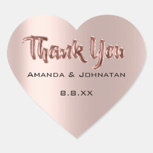 Thank You From Name Balloons Rose Wedding Bridal Heart Sticker