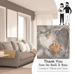 Thank You From Us Bokeh Hearts Occasions Card