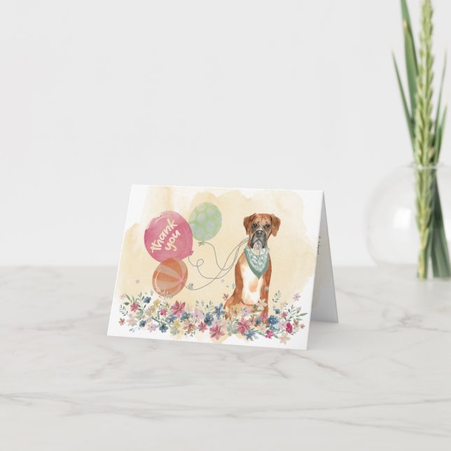 Thank You from You & Your Boxer Dog with Balloons Card (Front)