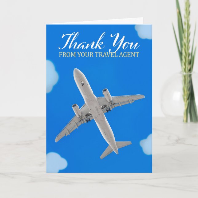 Thank You From Your Travel Agent Commercial Plane Holiday Card (Front)