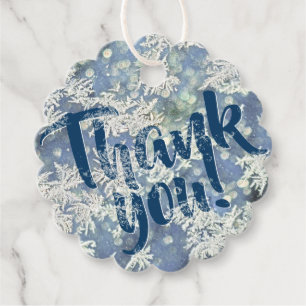 Thank You - Frozen Frost Flakes Winter Photography Favour Tags