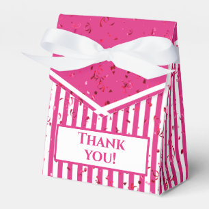 Thank You - Fuchsia/White Simple Stripes Pattern Favour Box