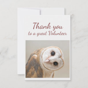 Thank You Fun Curious Barn Owl Bird Volunteer