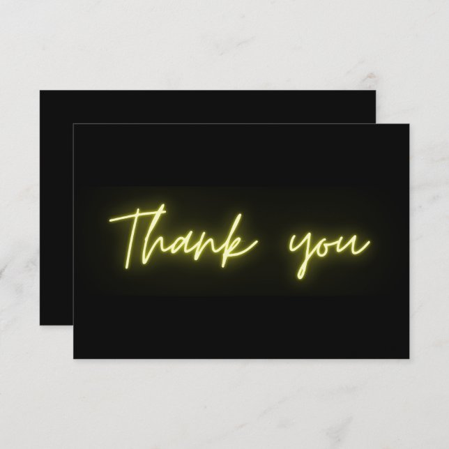 Thank You Fun Modern Black Yellow Neon Script (Front/Back)
