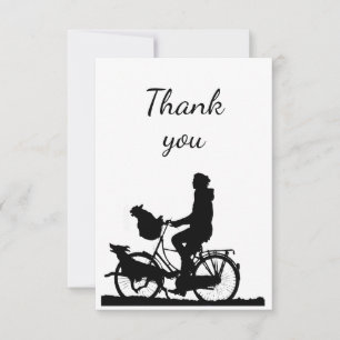 Thank You Fun Person on Bike with Dogs