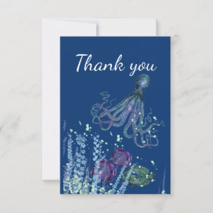 Thank You Fun Underwater Fish Octopus Ocean Sea