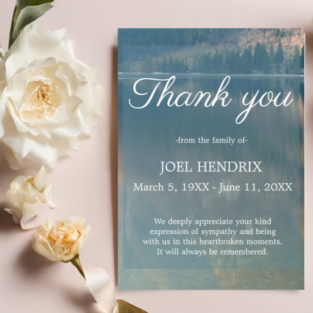 Thank You Funeral Blue Lake Sympathy Grief Card (Creator Uploaded)