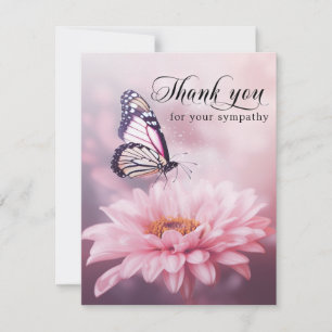 Thank you Funeral Butterfly Flower Pink Photo Card