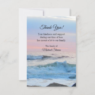 Thank You Funeral Card - Ocean Waves
