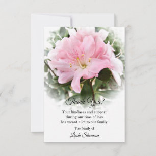 Thank You Funeral Card - Pink Azalea Flower