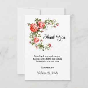 Thank You Funeral Cards, Coral Roses Card