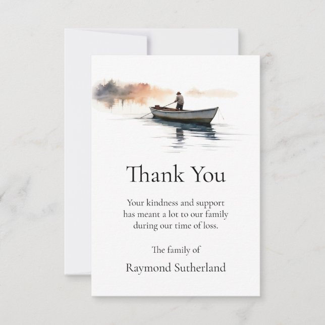 Thank You Funeral Cards, Fishing Boat Note Card (Front)
