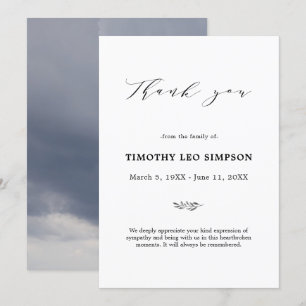 Thank You Funeral Cloudy Sympathy Grief Card