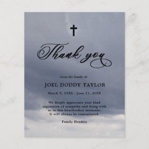 Thank You Funeral Cloudy Sympathy Grief Card