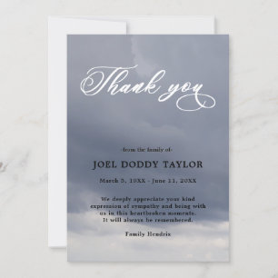 Thank You Funeral Cloudy Sympathy Grief Card