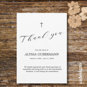 Thank You Funeral floral Sympathy Grief Card