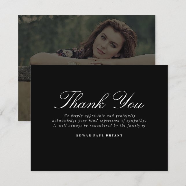 Thank You Funeral Note Card Bereavement Photo (Front/Back)