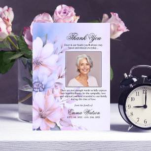 Thank You Funeral Purple Lavender Floral   PHOTO Card