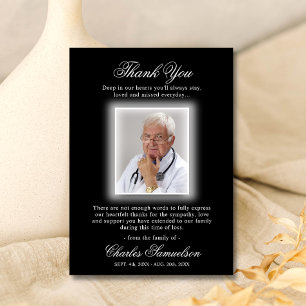 Thank You Funeral Sympathy Black White PHOTO Card