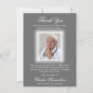 Thank You Funeral Sympathy GREY PHOTO Card