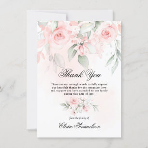 Thank You Funeral Sympathy Pink Floral PHOTO Card