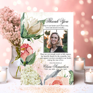 Thank You Funeral Sympathy Pink Floral PHOTO Card