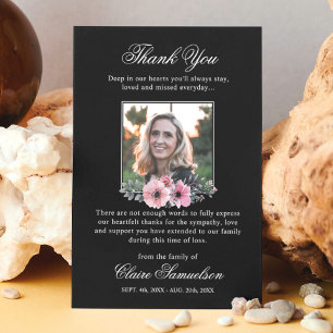Thank You Funeral Sympathy Pink Floral PHOTO Card