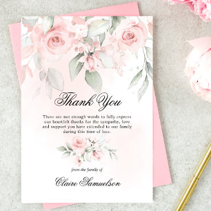 Thank You Funeral Sympathy Pink Roses Floral
