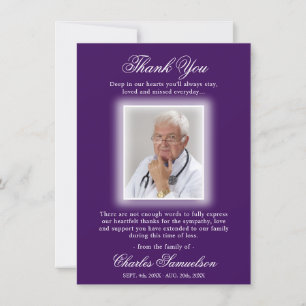 Thank You Funeral Sympathy PURPLE PHOTO Card