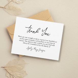Thank You Funeral Thank You Note Card Bereavement