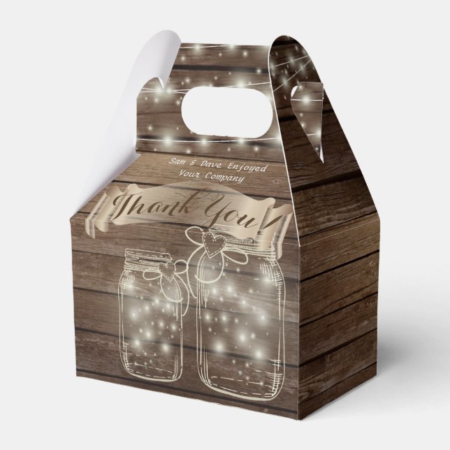 THANK YOU Gable Box Personalised Rustic Mason Jars (Front Side)