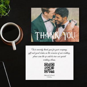 thank you gay wedding photo qr code card